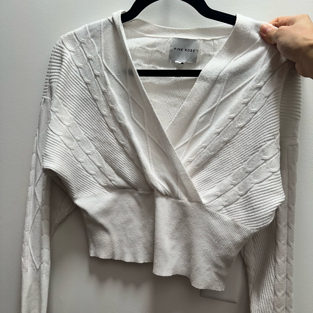 Pink Rose Women's White Sweater